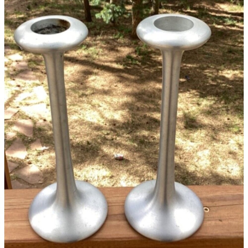 Vintage IKEA Candleholders Set of 2 KAGLA Carl Ojerstam Design Brushed Aluminum
